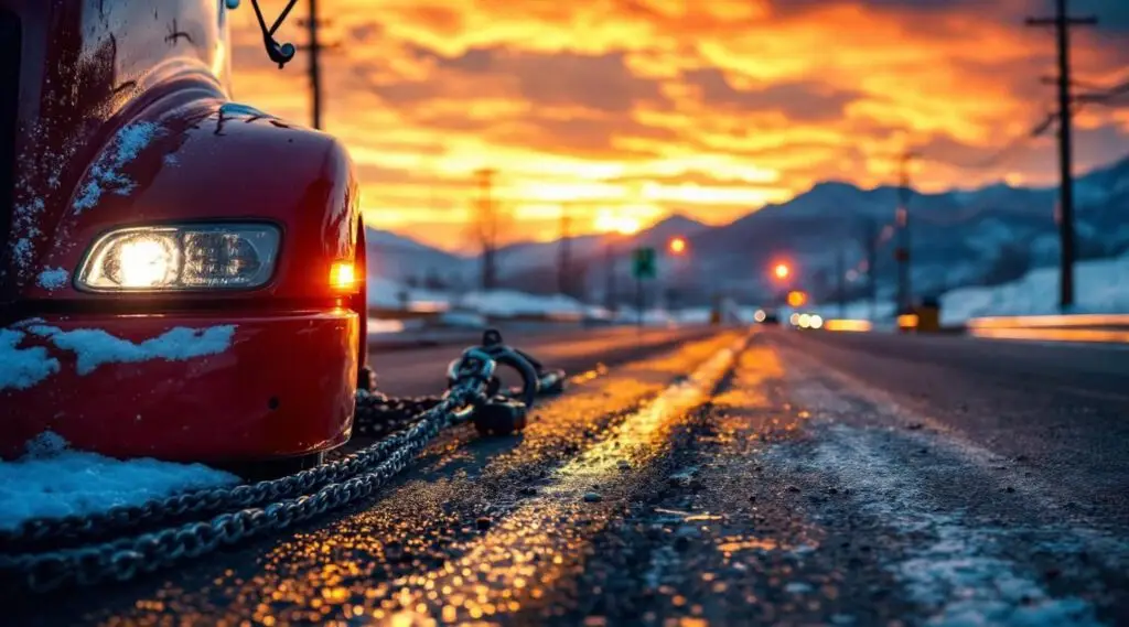 A Brother's Towing flatbed truck assisting a family car on a Boise residential street with clean morning light.