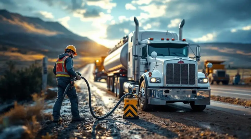 Brother's Towing professional providing emergency fuel delivery to a stranded motorist on a Boise roadside.